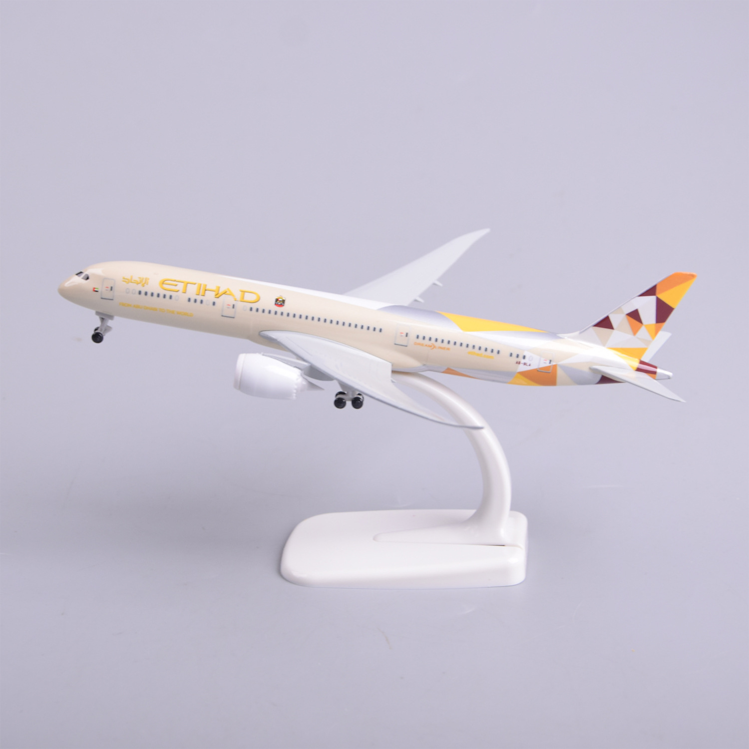 Model Kit Planes - 1/300スケール 20cm エティハド航空 B787 ダイキャストメタル飛行機模型おもちゃキット、スタンド付き、コレクション展示用、または男の子へのギフトに