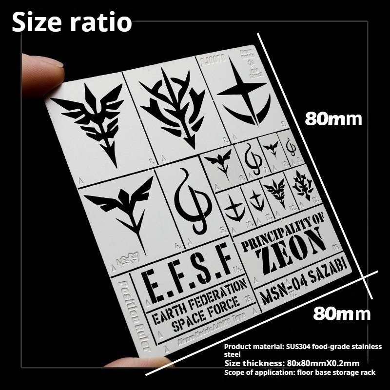 Model Kit Gundam Hg - Alexen AJ0078 ステンレス鋼エアブラシステンシル EFSF ZEON ザクロゴテンプレート