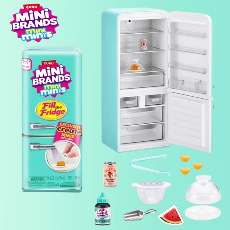 Model Kitchen Set Pvc - ZURU ミニブランド ミニ冷蔵庫サプライズ ブラインドボックス、シミュレーションマイクロフードプレイ、子供向けごっこ遊びキッチンDIYコレクタブルおもちゃセット