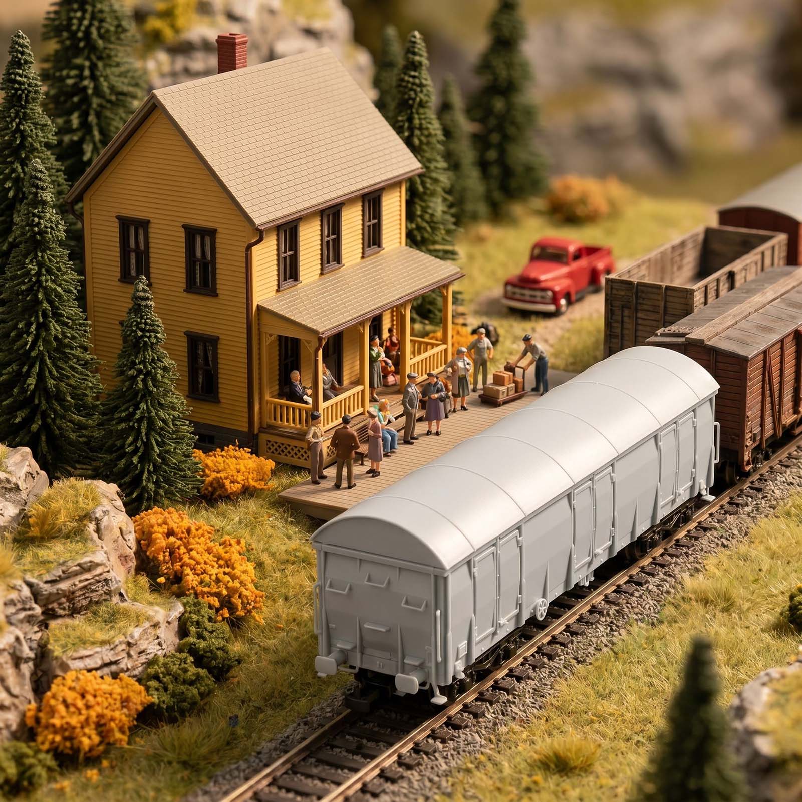 Model Kit Lugia - Evemodel HO スケール 1:87 ブランク未組み立てハイサイドゴンドラ車両 カバー付き模型鉄道車両