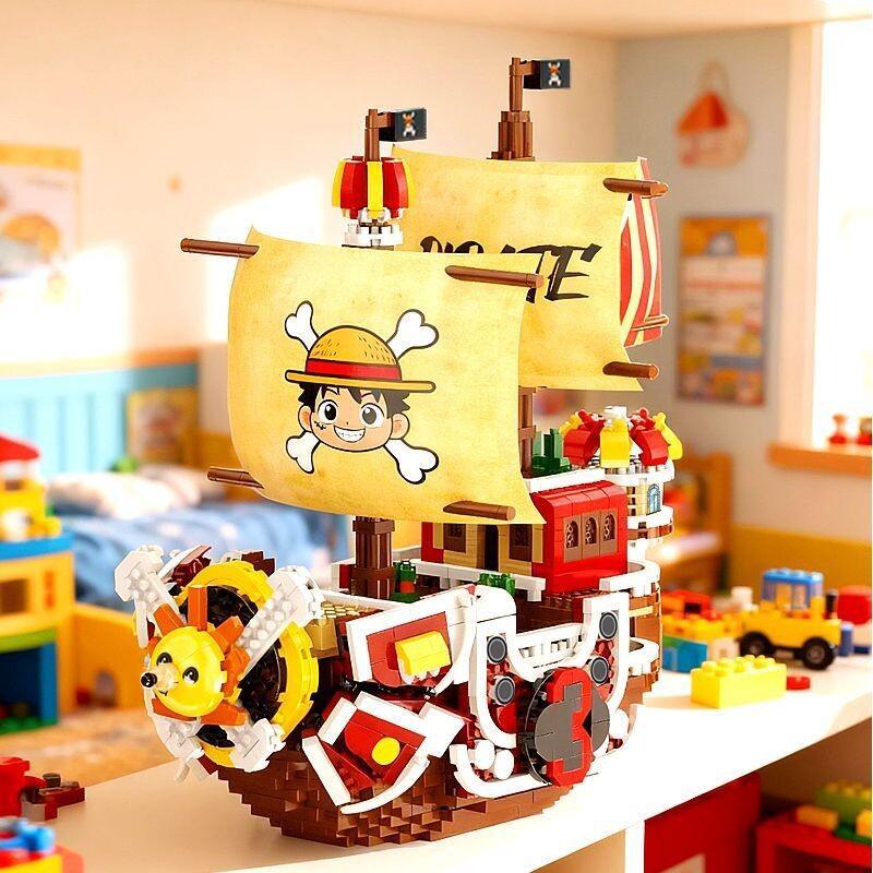 Model Kit One Piece Ship - ワンピース モンキー・D・ルフィ サウザンド・サニー号 組み立てブロックモデルキット 海賊船 フィギュア