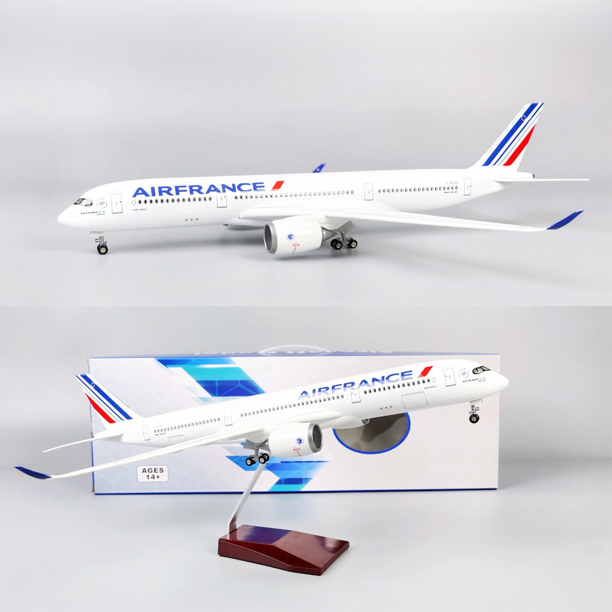 Model Kit Planes - 47 センチメートルエアフランス A350 モデル航空機着陸装置ホイール付き樹脂ダイキャストマシン収集モデル構築キット飛行機のおもちゃ