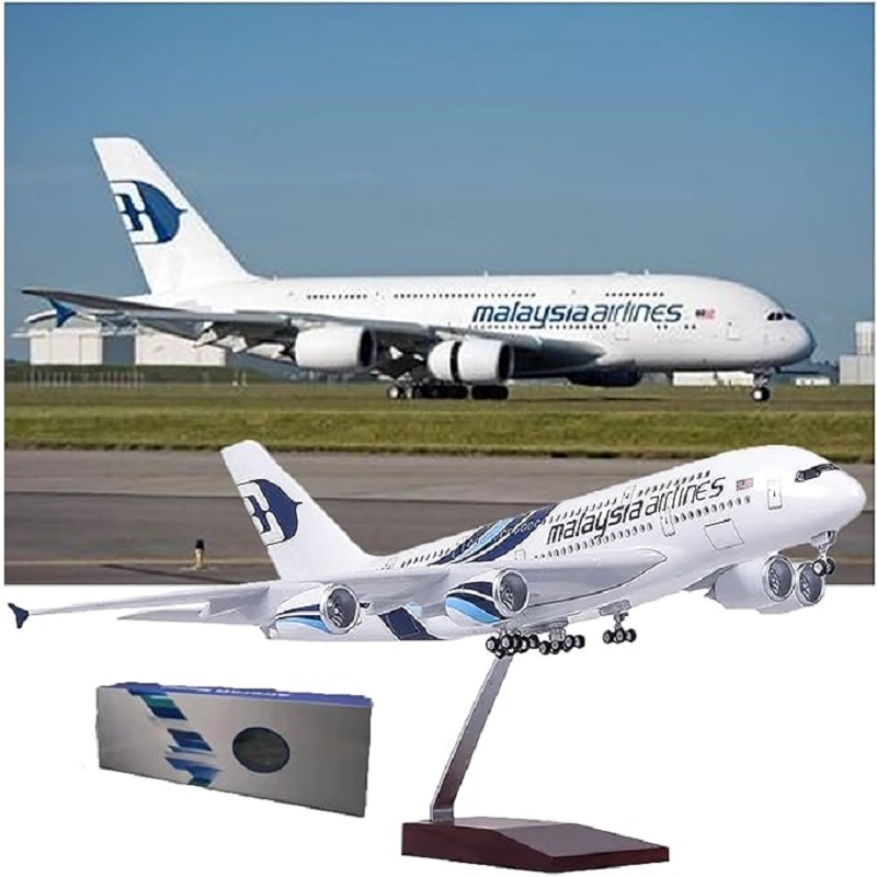 Model Kit Planes - 1:160 スケールマレーシア航空 A380 金属飛行機モデルダイキャスト樹脂シミュレーションキットコレクターとギフト用